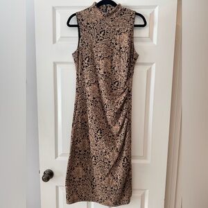 Elegant Black and Tan Patterned Dress